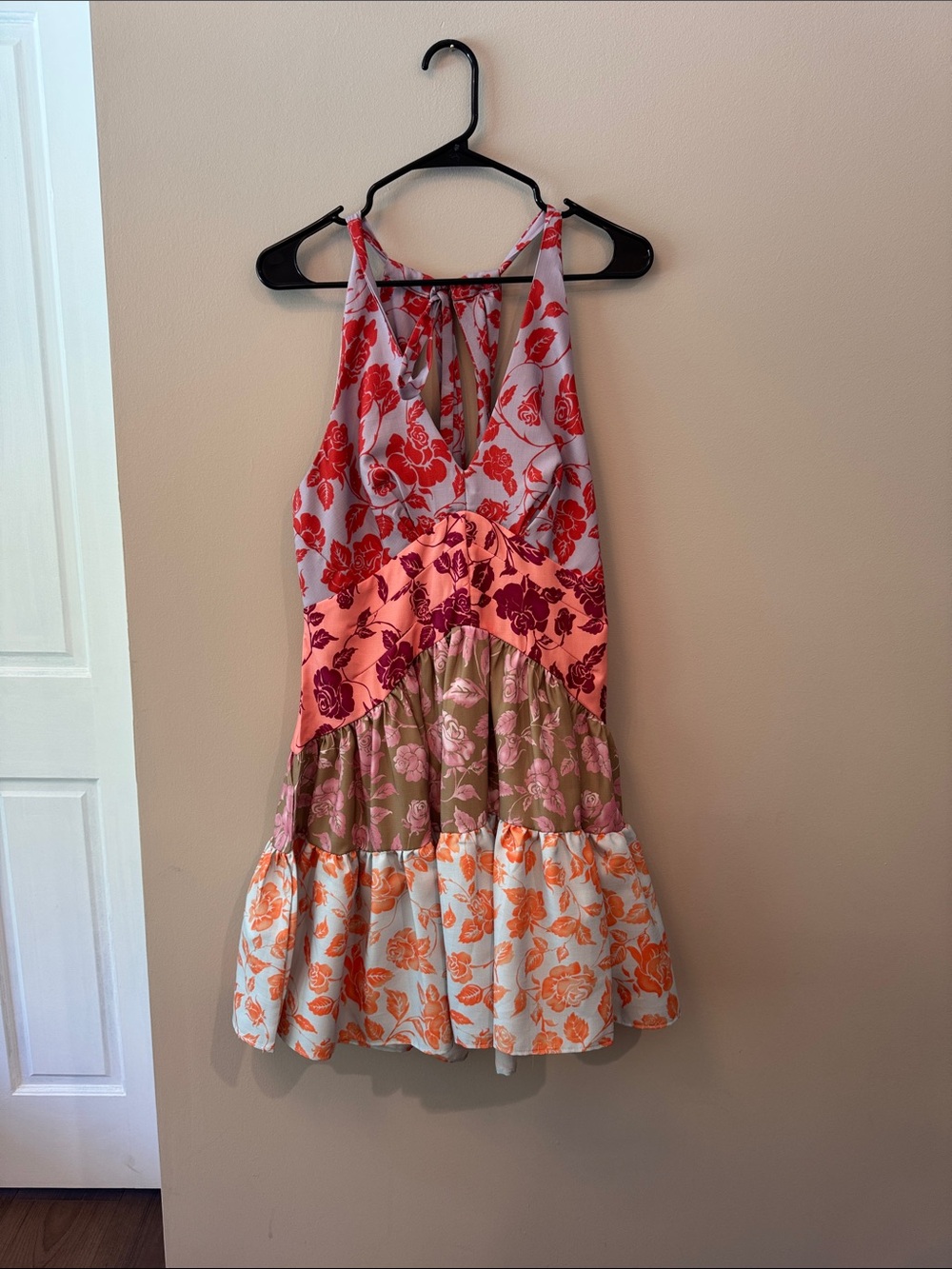 Beulah Multicolor Floral Tiered Halter Dress